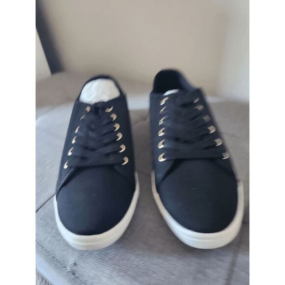 ellos Shoes - Ellos Lace Up Black Canvas Sneakers Size 8